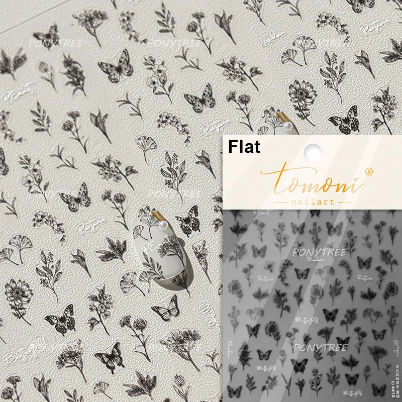 Hot Stamping Purple Line Love Heart Lace Bowknot Chain Branches Star Flower Leaf Butterfly Plant Flower Nail Art Stickers Decals (Online Order Only)