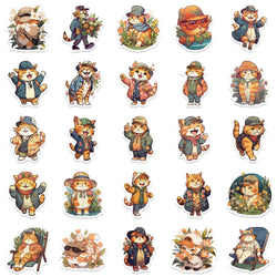 10/30/50PCS Cute Orange Cat Stickers Funny Cartoon Animals Decal Toys DIY Decoration Notebook Guitar Fridge Kids Sticker Gift (Online Order Only)