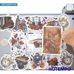 20/30/50Pieces Retro Victorian Age Steampunk Style Gothic Rose Stickers for Scrapbook Car Bike Luggage Phone Laptop Sticker Toys (ONLINE ORDER ONLY)