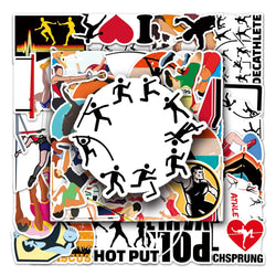 50Pcs Track Field Sports Cartoon Waterproof Vinyl Stickers Skateboard Snowboard (ONLINE ORDER ONLY)