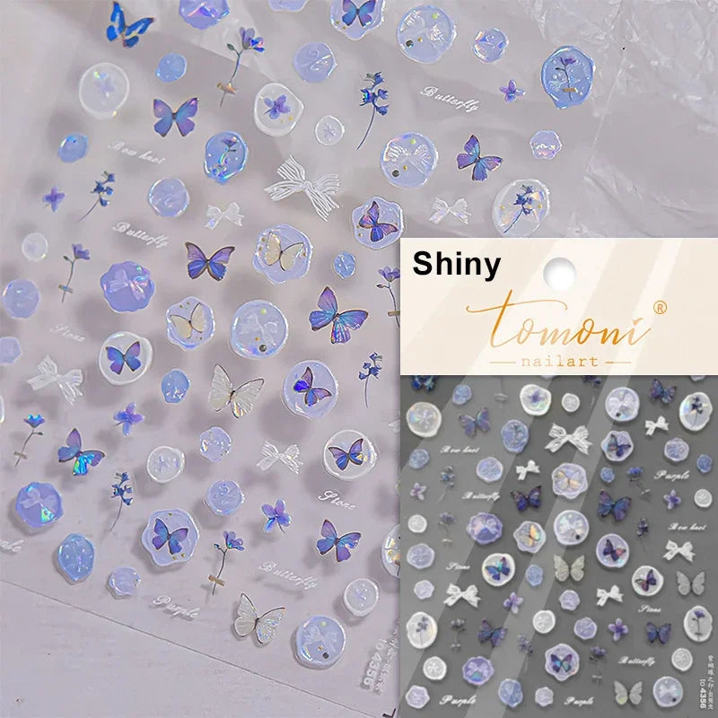 Dreamy Moon Star Cloud Butterfly Starrylight Rhinestone 5D Soft Embossed Relief Nail Art Sticker 3D Decal Decoration Manicure (ONLINE ORDER ONLY)