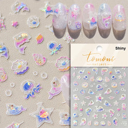 Marine Shell Starfish Ocean Elements Pearl Star Fishing Net Colourful Underwater Organisms 5D Nail Art Stickers Manicure Decals (Online Order Only)