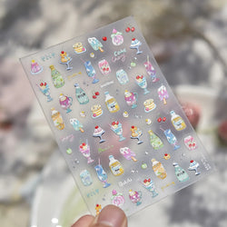 Soda Fruit Beverage Bottle Bear Watermelon Popsicle Dessert Ice Cream Cat Cherry Strawberry Bow Summer Nail Art Stickers Decals (ONLINE ORDER ONLY)