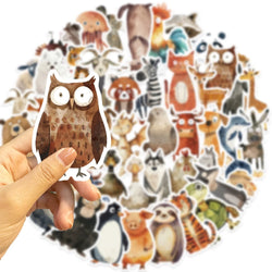 50Pcs Strange Watercolor Animals Stickers Cute Waterproof Decals For DIY Helmet Skateboard Laptop Motorcycle Cool Kids Gifts﻿ (ONLINE ORDER ONLY)