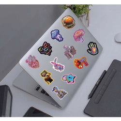 50pcs Cool 3D Cyberpunk Holographic Harajuku Vinyl Graffiti Stickers Aesthetic Car Fridge Laptop Phone Motorcycle Decal Sticker (ONLINE ORDER ONLY)