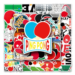 50Pcs Cartoon Table Tennis Waterproof Vinyl Stickers (ONLINE ORDER ONLY)
