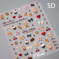Bowknot Bear Cake Chocolates Food Star Cherry Apple Cook Love Heart Adhesive Nail Art Sticker Rhinestone Reliefs Manicure Decal (ONLINE ORDER ONLY)