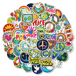 World Peace Cartoon Stickers Pack - Funny Graffiti Decals for Luggage, Laptop, Phone, Guitar, Car, Bike, Skateboard (ONLINE ORDER ONLY)