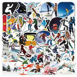 Skiing Stickers 10/30/50pcs Winter Sports Decals Waterproof for Skateboard Phone Laptop Luggage Bike (ONLINE ORDER ONLY)