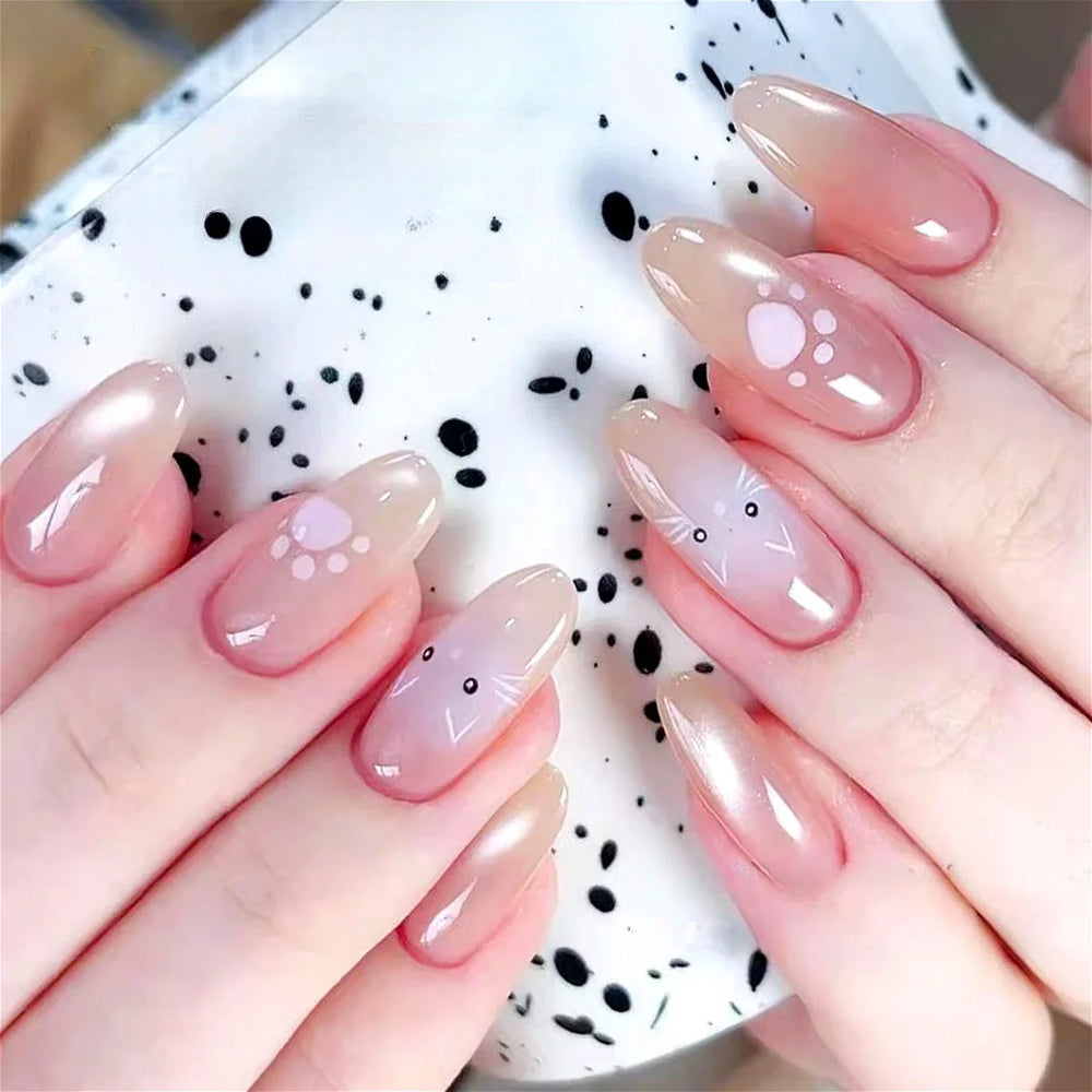 Lovely Cartoon Halo Dyeing Cat Bowkbot Paw Kitten Star Love Charming Self Adhesive Nail Art Sticker Cute Animals Manicure Decal (ONLINE ORDER ONLY)