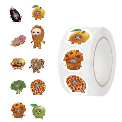 500PCS Cute Food Cat Paper Labels Thank You Sticker Sealing Decoration Scrapbooking Stationery Hand Accounting Supplies for Kids (ONLINE ORDER ONLY)