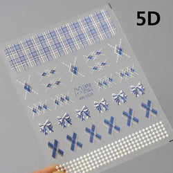 Charming Geometric Black Khaki Brown Grid Houndstooth Snowflake Flat Chic  Adhesive Nail Art Decoration Stickers Manicure Decals (Online Order Only)
