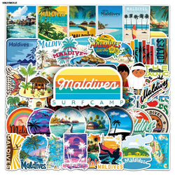 Cartoon Maldives Stickers Pack for Laptop Luggage Notebook Decals (ONLINE ORDER ONLY)