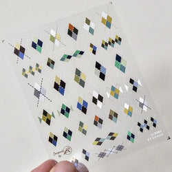 French Style Geometric Black White Square Grid Rhombus Stripe 3D Self Adhesive Nail Art Stickers Shiny Rhinestone Manicure Decal (ONLINE ORDER ONLY)