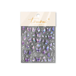 Delicate Tender Purple Butterfly Seal Pattern Insect Shiny Golden Stroke Nail Art Decoration Sticker Dressy Laser Manicure Decal (ONLINE ORDER ONLY)
