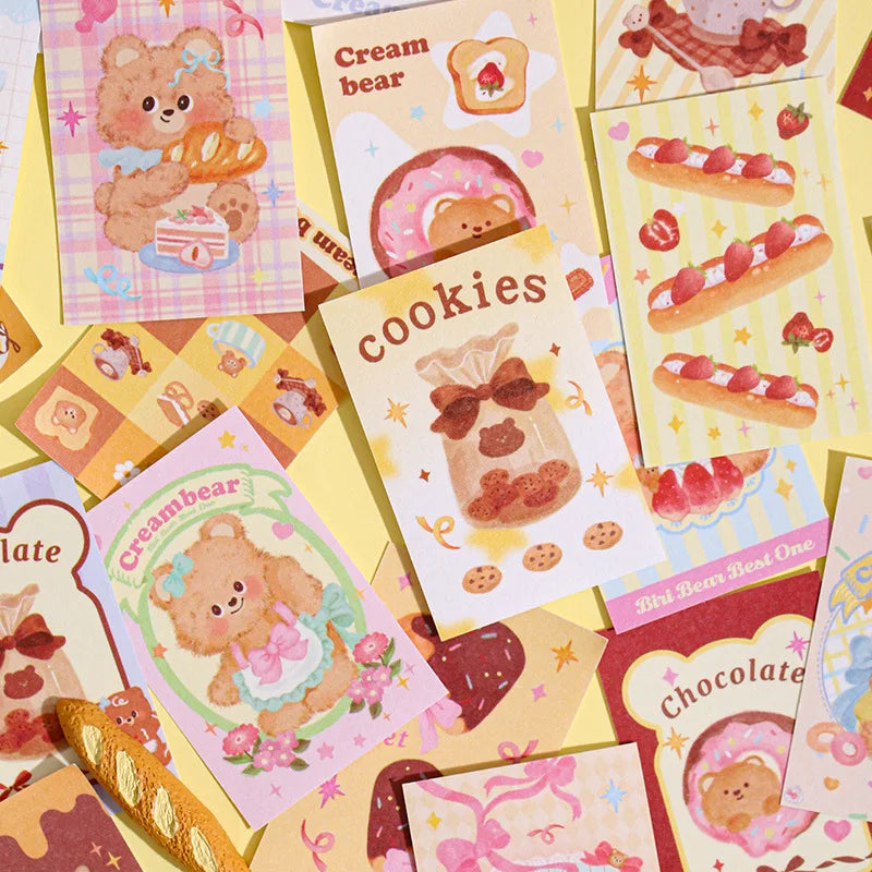 50piece/book Retro Cute Cream Bear Sticker for Phone Camera Journal Postcard DIY Kawaii Decoration Sticker Gift (ONLINE ORDER ONLY)