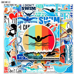 Swimming Graffiti Stickers 10/30/50pcs DIY Kids Gift Laptop Skateboard Phone Guitar Decals (Online Order Only)