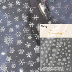 Shiny Pink Silver Hot Stamping Snow Adhesive Nail Art Sticker Snowflake Rhinestone Manicure Decal Nail Supplies for Professional (Online Order Only)