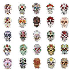 50pcs Mexican Calaver Sugar Skull Graffiti Sticker DIY Skateboard Laptop Luggage Decals Car Styling Anime Kids Toy Sticker (Online Order Only)