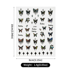 1pcs Butterfly Floral Nail Art Stickers Magic Shell Light Laser Black/White Nail Decoration Butterfly Slider Manicure Ornaments* (Online Order Only)