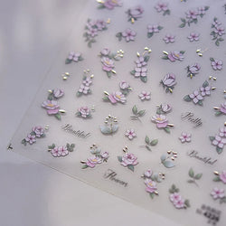 Pink Hot Stamping Flower Charm Peach Blossom Canglan Clover Daisy Pearl Self Adhesive Nail Art Decoration Sticker Manicure Decal (ONLINE ORDER ONLY)