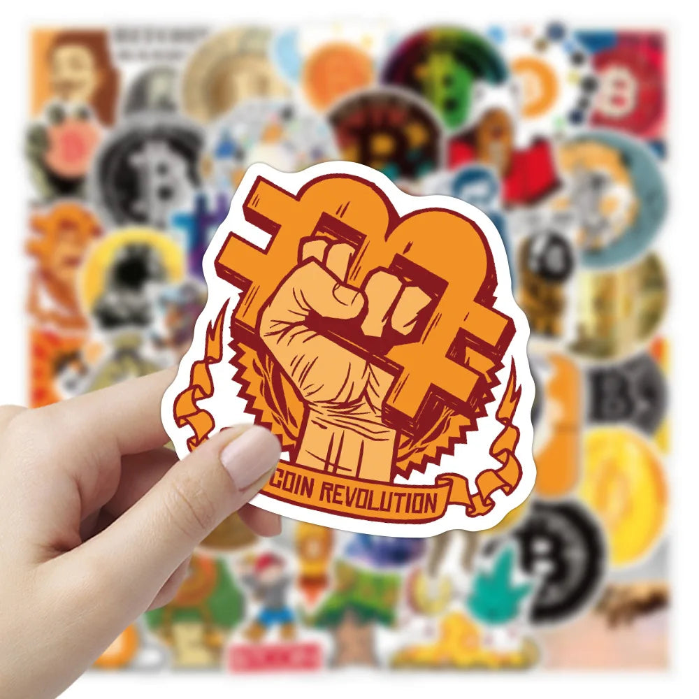 50Pcs Funny Bitcoin/Dogecoin Commemorative coin Stickers For Motorcycle Notebook Computer Car Children's Toys Decal (ONLINE ORDER ONLY)