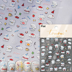 Spring Dog Bear Toy Rose Flower Floral Print Letter Bone Butterfly Cat Puppy Relief Adhesive Nail Art Stickers Manicure Decals (Online Order Only)