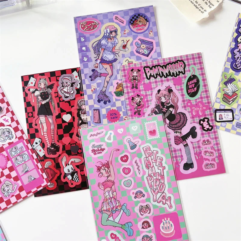 Korean ins Sweet Cool Girl Sticker Scrapbooking Diary DIY Album Decoration Sticker Aesthetic Stationery Art Supplies Personalizd (ONLINE ORDER ONLY)