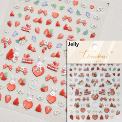Pink Juicy Strawberry Fruit Cutting Line Ribbon Bowknot Star Happy Sweet Lovely Fruits Delicate Nail Art Stickers Manicure Decal (ONLINE ORDER ONLY)