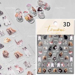 Lovely Cartoon Halo Dyeing Cat Bowkbot Paw Kitten Star Love Charming Self Adhesive Nail Art Sticker Cute Animals Manicure Decal (ONLINE ORDER ONLY)