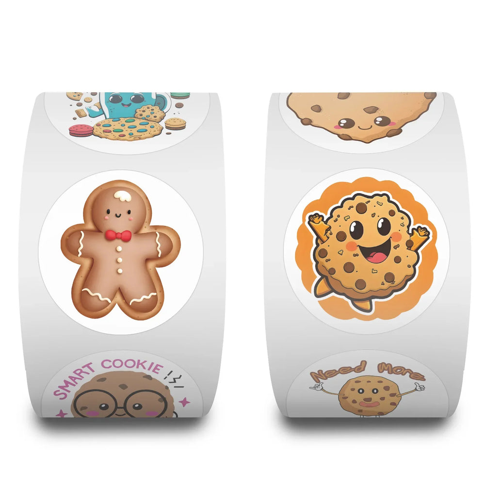 100-500pcs Cartoon Cookies Stickers for Yummy Dessert Sticker for Stationery Scrapbook Phone Art Bakery Sealed Label Decal (Online Order Only)