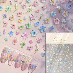 Gold Foil Dried Flowers Leaf Floral Print Daisy Rose Flower Peach Blossom Adhesive Nail Art Decoration Sticker Manicure Decals (ONLINE ORDER ONLY)