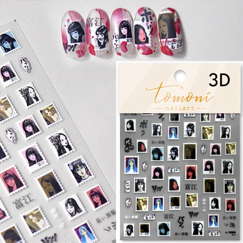 Round Jeans Square Sexy Blue Series Cowboy Lucky Beautiful Letter Self Adhesive Nail Art Sticker Pearl Rhinestone Manicure Decal (ONLINE ORDER ONLY)