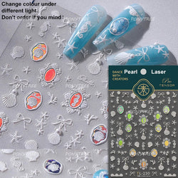 Lotus Flower Leaf Goldfish Ripple Wavelet Water Droplet Lotus Pond Brocaded Carp Self Adhesive Nail Art Stickers Manicure Decals (Online Order Only)