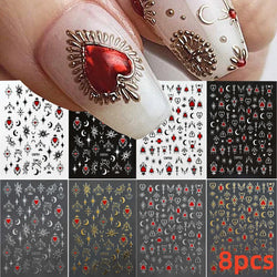 5/8Pcs 3D Hawaiian Flowers Nail Art Stickers Summer Decors with Tropical Leaves Slider Vibrant Pink & White Flowers for Parties* (ONLINE ORDER ONLY)