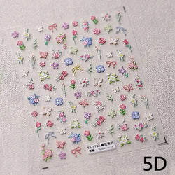Romantic Candle Holder Lace Rambler Rose Pink Flower Bowknot Candlestick Ribbon Adhesive Nail Art Stickers Shiny Manicure Decals (ONLINE ORDER ONLY)