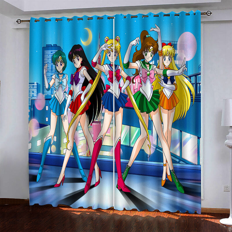 Sailor Moon Pattern Curtains Blackout Window Drapes (Online Order Only)
