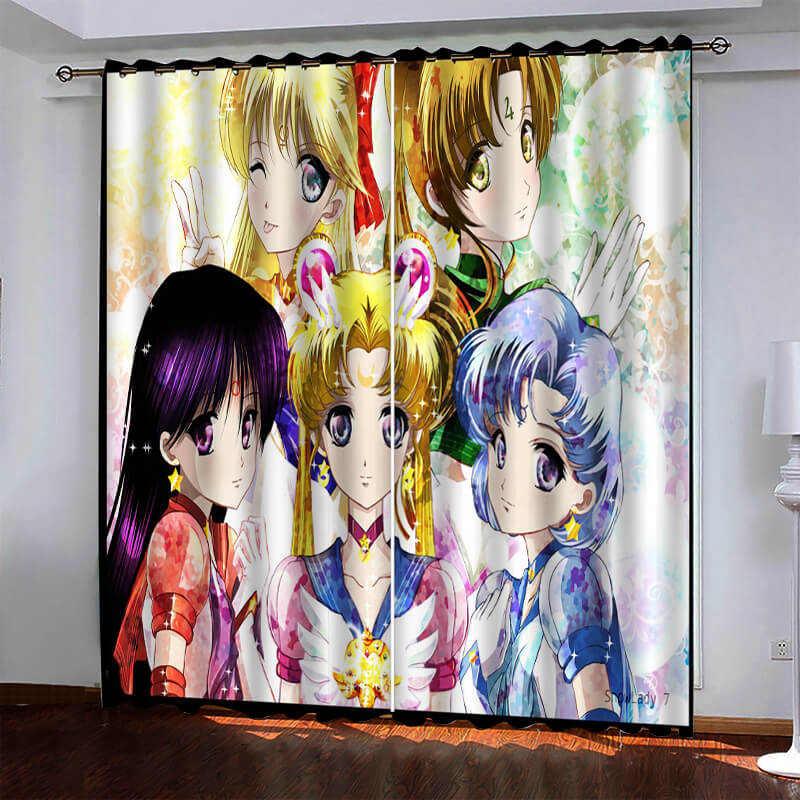Sailor Moon Pattern Curtains Blackout Window Drapes (Online Order Only)