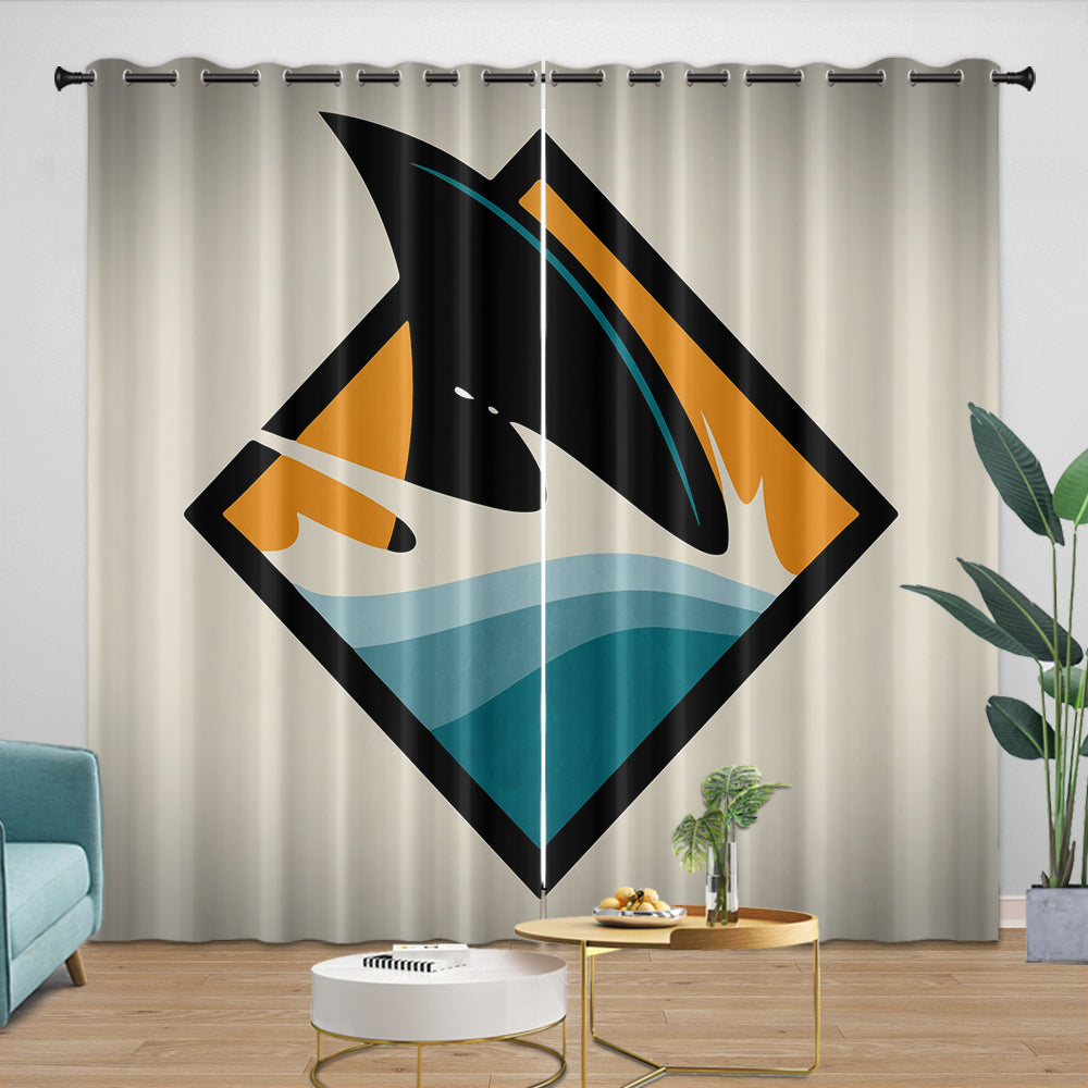 San Jose Sharks Curtains Blackout Window Drapes Room Decoration (Online Order Only)