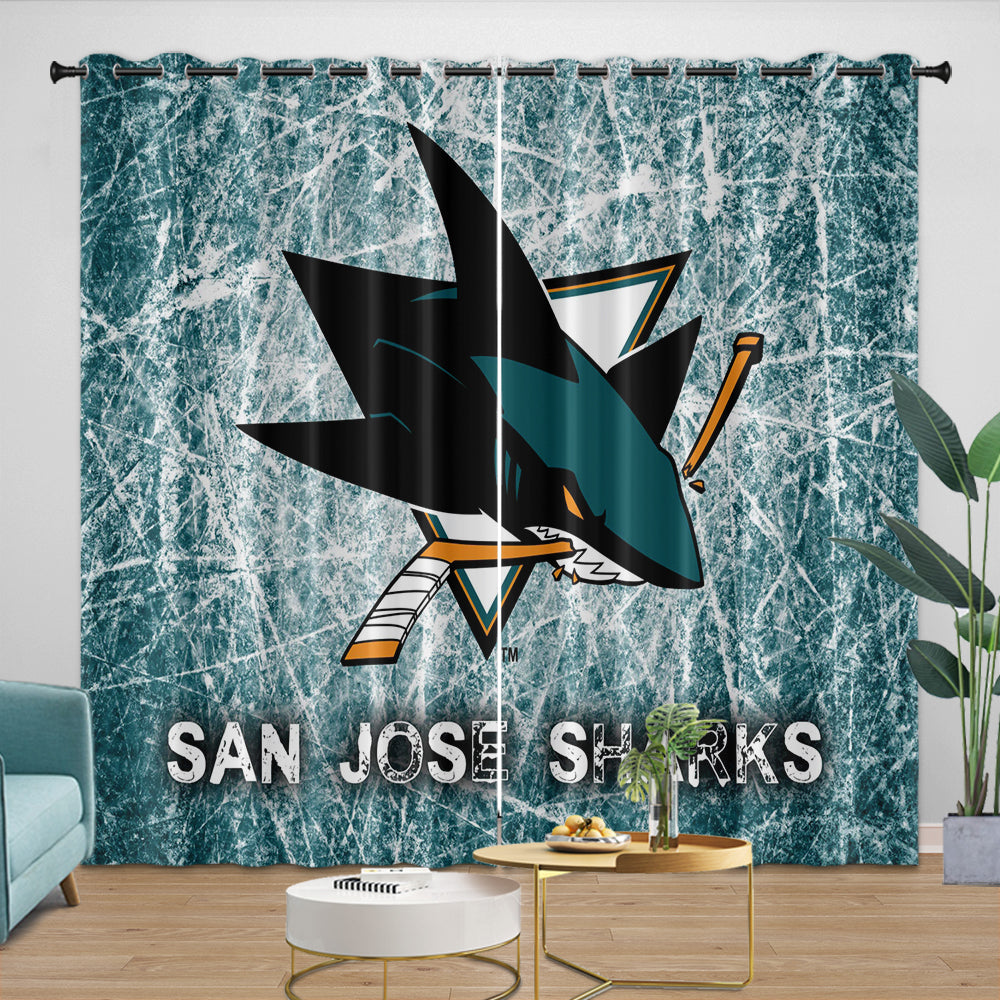 San Jose Sharks Curtains Blackout Window Drapes Room Decoration (Online Order Only)