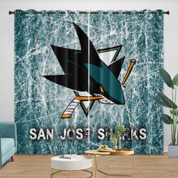 San Jose Sharks Curtains Blackout Window Drapes Room Decoration (Online Order Only)