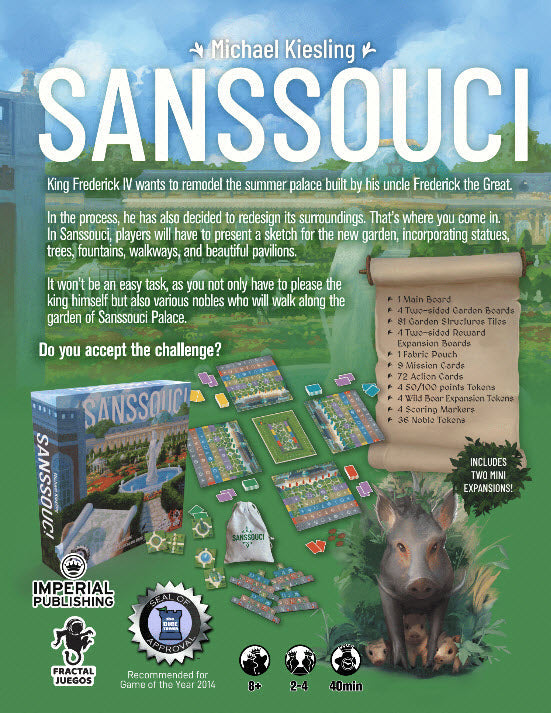 Sanssouci Board Game by Michael Keisling 2-4 Players (ONLINE ORDER ONLY)