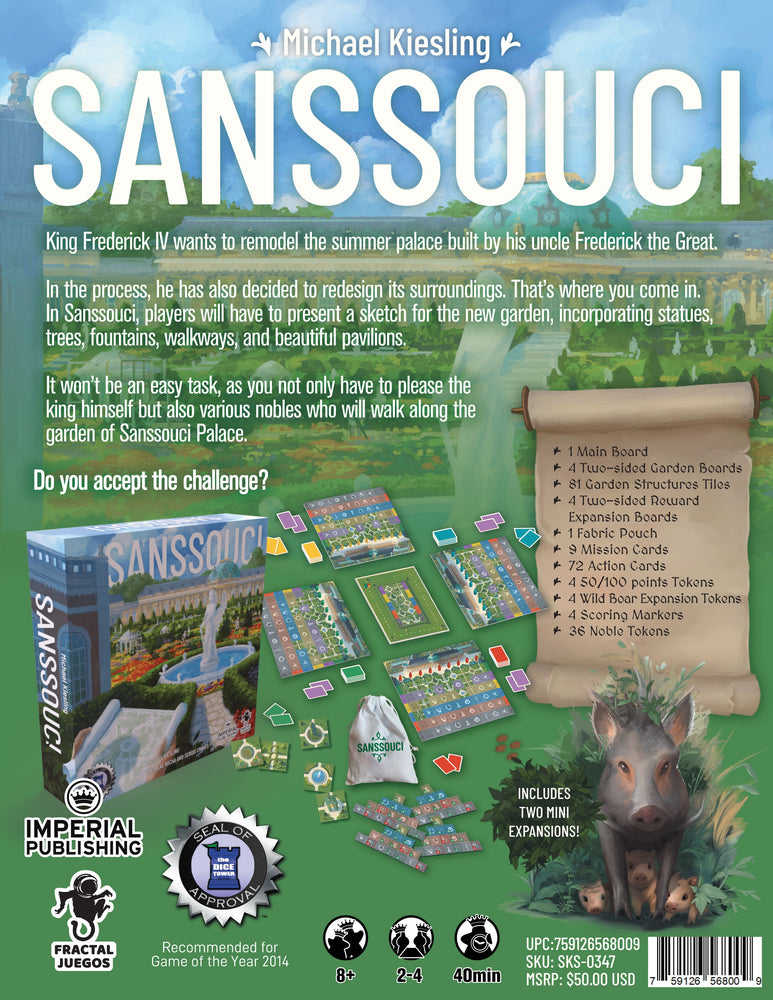 Sanssouci Board Game by Michael Keisling 2-4 Players (ONLINE ORDER ONLY)