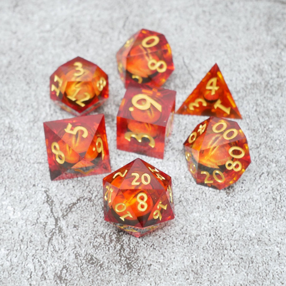 Sauron's Eye |  7 Piece Moving Eye DnD Dice Set | Acrylic RPG Gaming Dice (ONLINE ORDER ONLY)