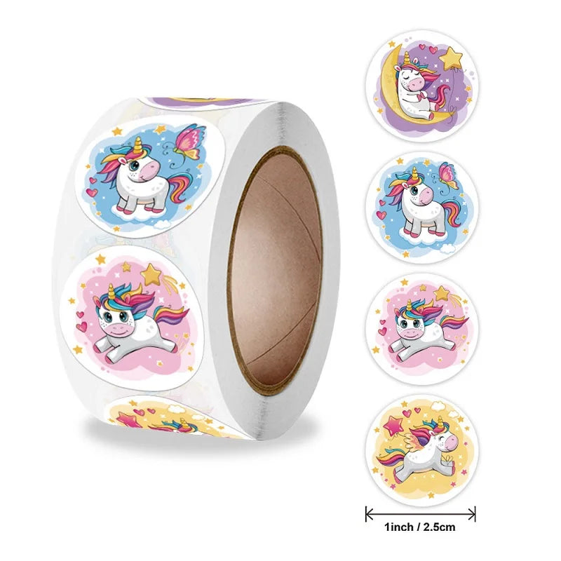 100-500pc Stickers for Children Kids Rolling Animal Roll Stickers Small Cute Toy Game Sticker DIY Gift Sealing Label Decoration (Online Order Only)