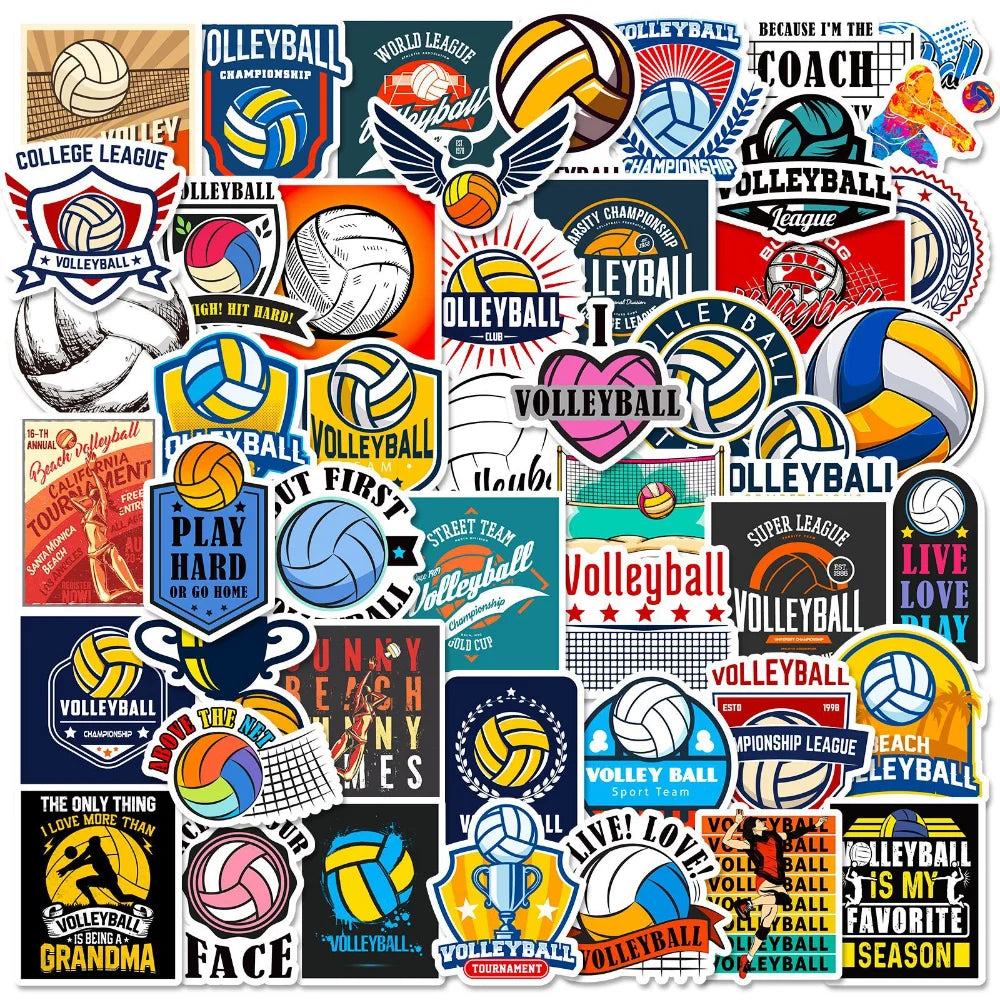10/50PCS Volleyball Stickers Waterproof Decal Laptop Motorcycle Luggage Snowboard Fridge Car Pegatinas (Online Order Only)