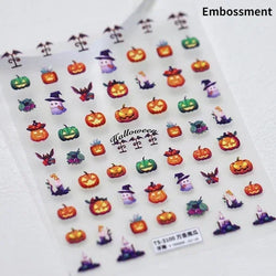 Gothic Dark Spider Butterfly Cross Flame Wings Halloween Horror Rose Flower Rabbit Pumpkin Bear Nail Art Stickers Manicure Decal (ONLINE ORDER ONLY)