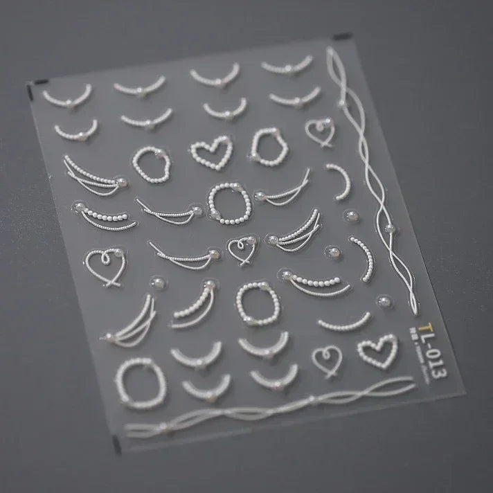 Chic Halo Dyeing Zebra Stripes Tender Black White Line Design Crescent Moon Arc Adhesive Nail Art Sticker Relief Manicure Decals (Online Order Only)