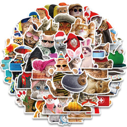 50pcs Funny Cats Meme Stickers For Luggage Guitar Laptop Phone Vinyl Waterproof Graffiti Bicycle Car Decals Kids Toy (ONLINE ORDER ONLY)