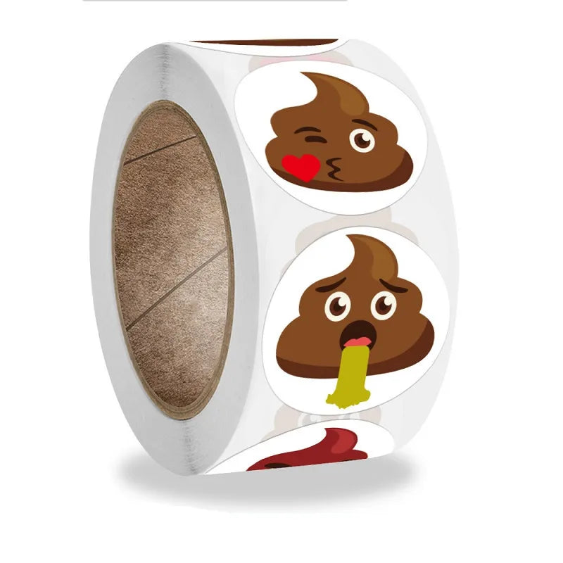 12 Novel Funny Designs Pet Dog Poop Emoticons Reward Sticker Roll 500pcs/1inch for Party Gift Magazine Gift Office Teacher Label (ONLINE ORDER ONLY)